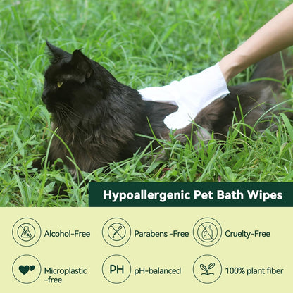 ECO PET Glove Wipes – Dog & Cat Cleaning Gloves Wipe | Bath Wipes with Coconut Oil, Sea Buckthorn, Kakadu Plum, Oat Extract | Pet Grooming Paw, Fur & Butt Wipes | Glove-Style Wet Wipes