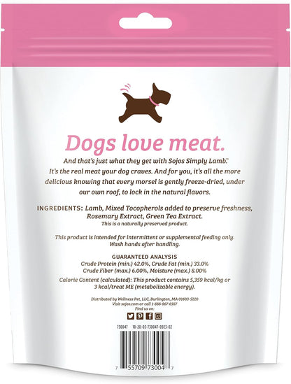 SOJOS Natural Pet Food Simply Lamb Grain Free Freeze-Dried Raw Dog Treats, 4-Ounce Bag (557030)