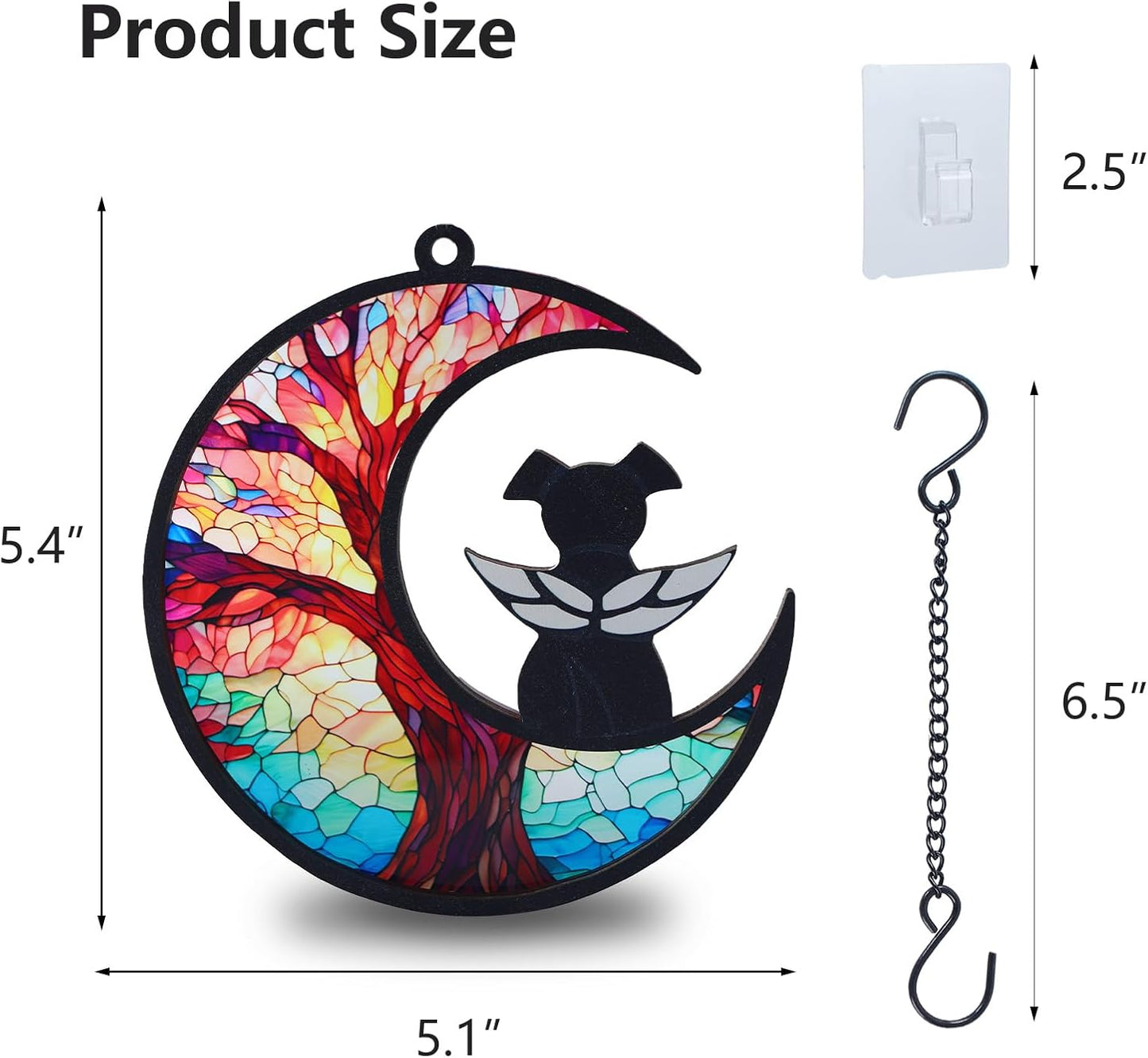 Original CCiaga DIY Dog Angel Memorial Suncatcher with Sympathy Card,Memorial Gifts for Loss of Dog Sympathy Gift,Pet Memorial Gifts for Dogs(3-Life Tree)