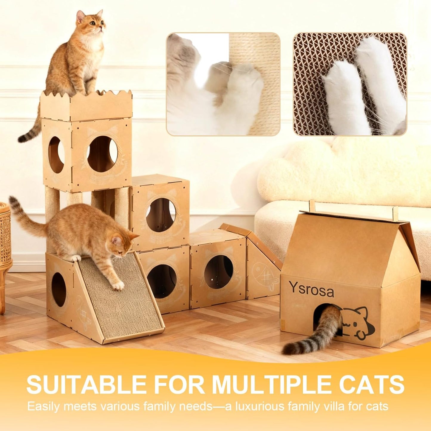 cat House &House Scratching Board Climbing Post/cat Tree Corrugated Cardboard Playhouse