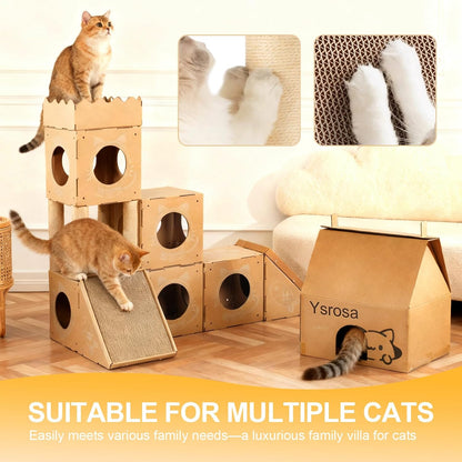 cat House &House Scratching Board Climbing Post/cat Tree Corrugated Cardboard Playhouse