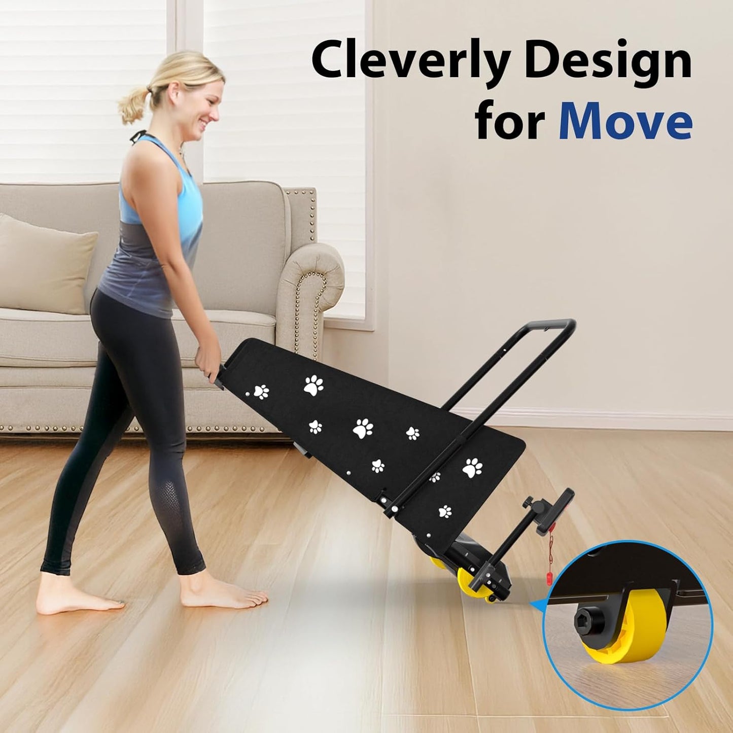 CIIHI Dog Treadmill for Medium Small Dogs - 265lbs Weight Capacity Pet Running Machine with 360° Rotatable Display - 2 in 1 Treadmill for Pet Fitness with Move Wheels and Remote Control