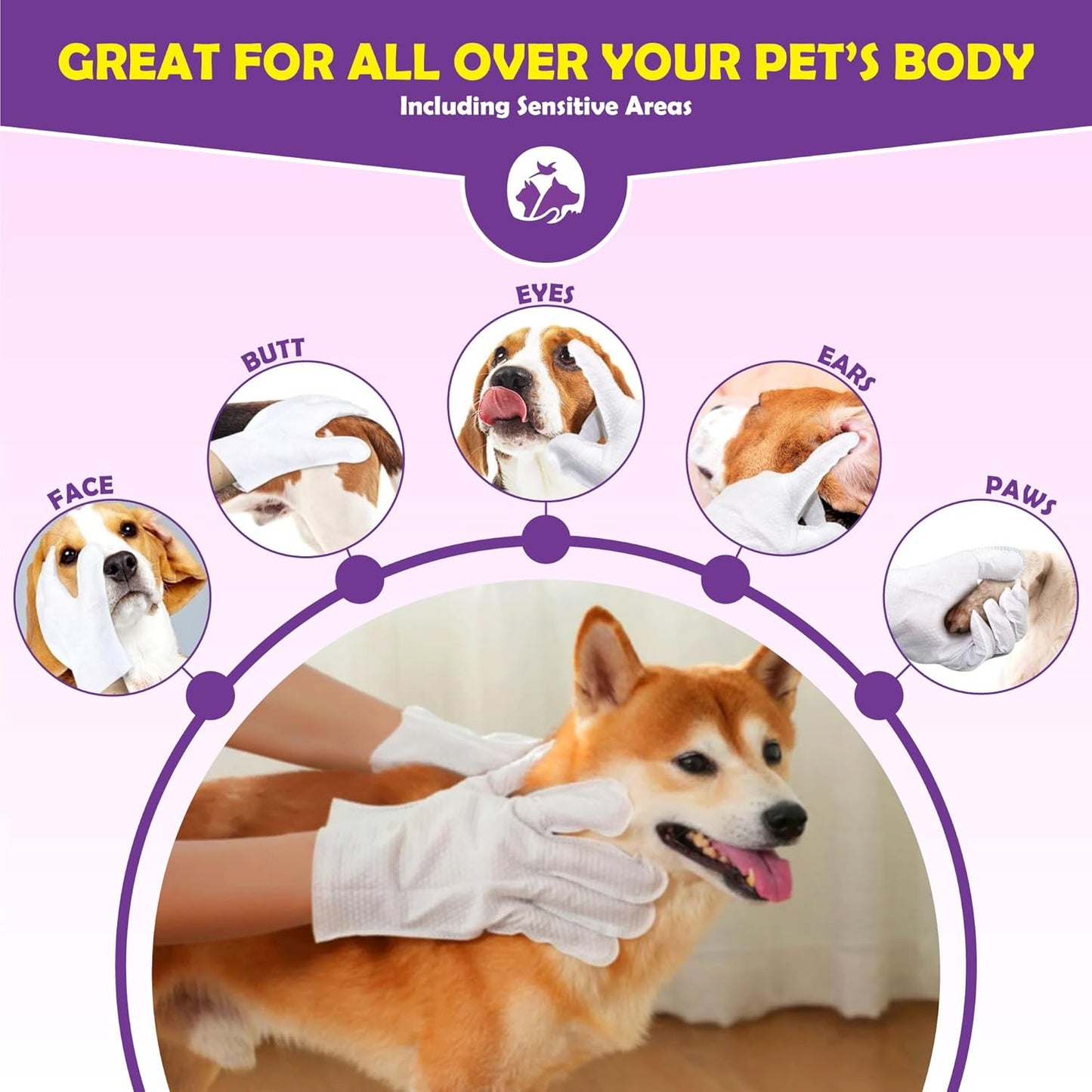 Flintstone Dog Wipes Cleaning Deodorizing - Hypoallergenic Cat Wipes - Extra Thick Wet Dog Wipes for Paws and Butt - Daily Care & Travel Pet Wipes - Latest Pet Wipes for Dogs, Puppy & Cats – 24pcs