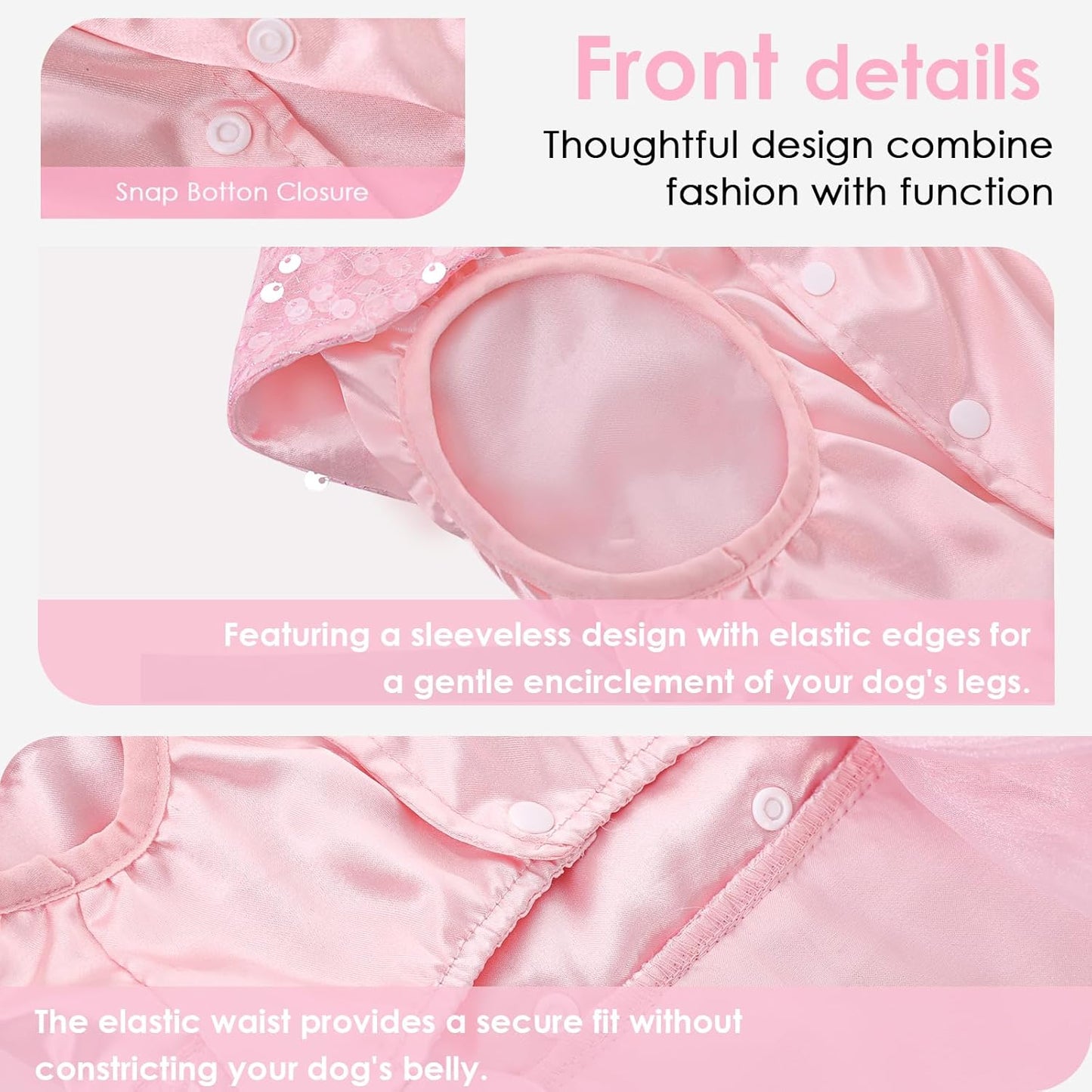 Dog Dress for Small Medium Large Dogs Pet Princess Wedding Dress with Detachable Train Multi-Layer Organza Girl Puppy Tutu Skirt Bowknot Sequin Decor Birthday Cat Clothes(Pink, XS)