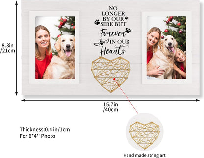 Dog Memorial Gifts for Loss of Dog, Pet Sympathy Gifts for Dogs Cats Owners Pet Memorial Frame for Loss of Dogs, White Pet Remembrance Frame for Double Picture 4×6 IN
