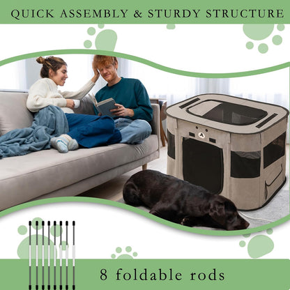 ALGALBLOOM Portable Rectangular cat Litter House, Large Space Foldable cat Bed, top with Detachable Zipper, Indoor and Outdoor Dog and cat enclosures, Easy to Assemble (Grey, M(27"×22"×18")