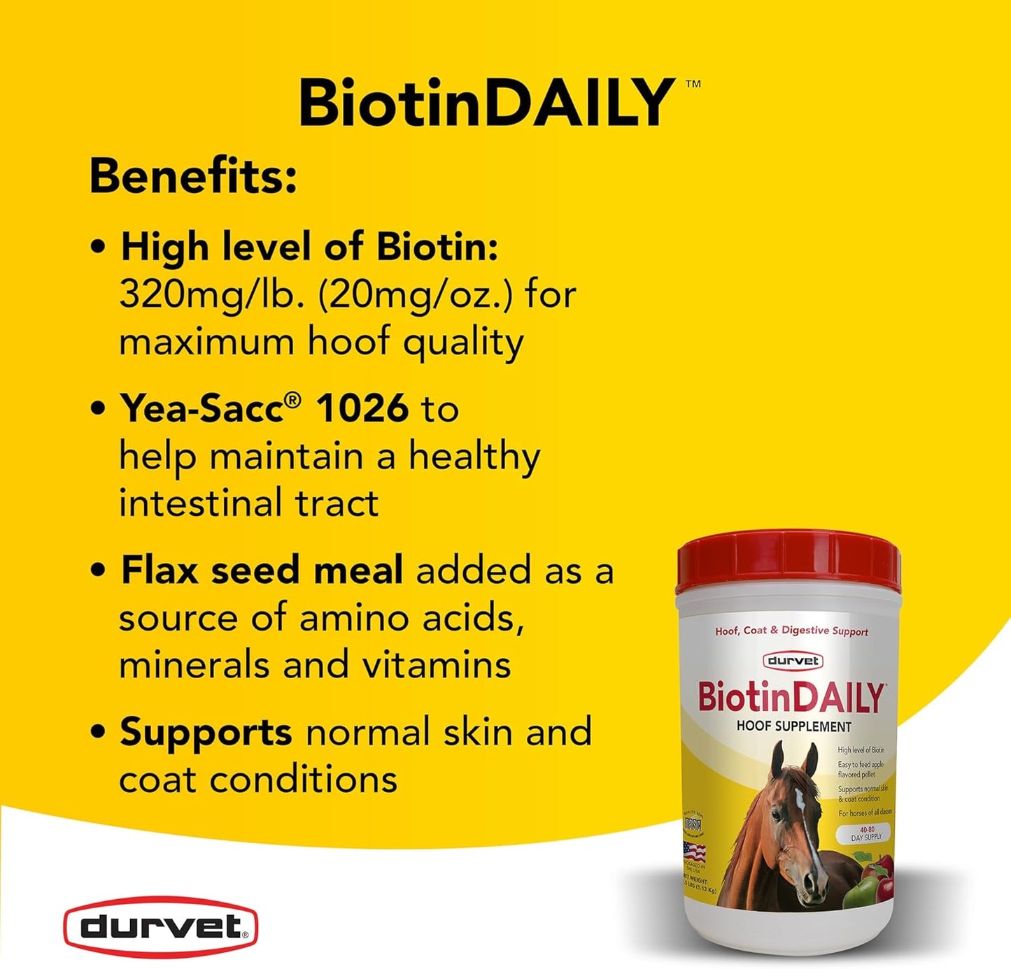 Durvet 01 0027 Biotin Daily Horse Hoof Care, 2.5 lb