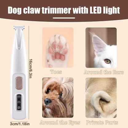 Dog Paw Trimmer with LED Light,Dog Grooming Kit & Pet Micro Precision Trimmer,Safety Electric Clipper,18 mm Widen Blade,35dB Low Noise,Cordless Hair Trimmer for Paws, Ears, Face, Rump(Yellow)