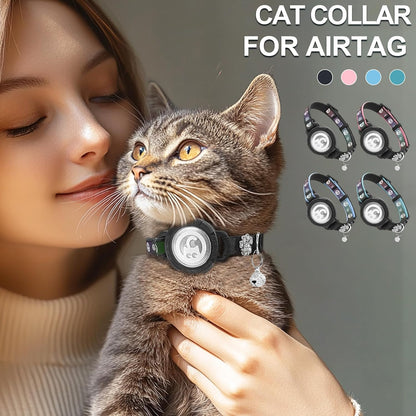 Airtag Cat Collar | Waterproof Cat Collars Airtag Holder - Breakaway Cat Airtag with Bells, Cute Diamond Paw, Reflective, Lightweight GPS Cat Collar for Girl Boy Cats, Kitten(Black, S(9.5"-13")