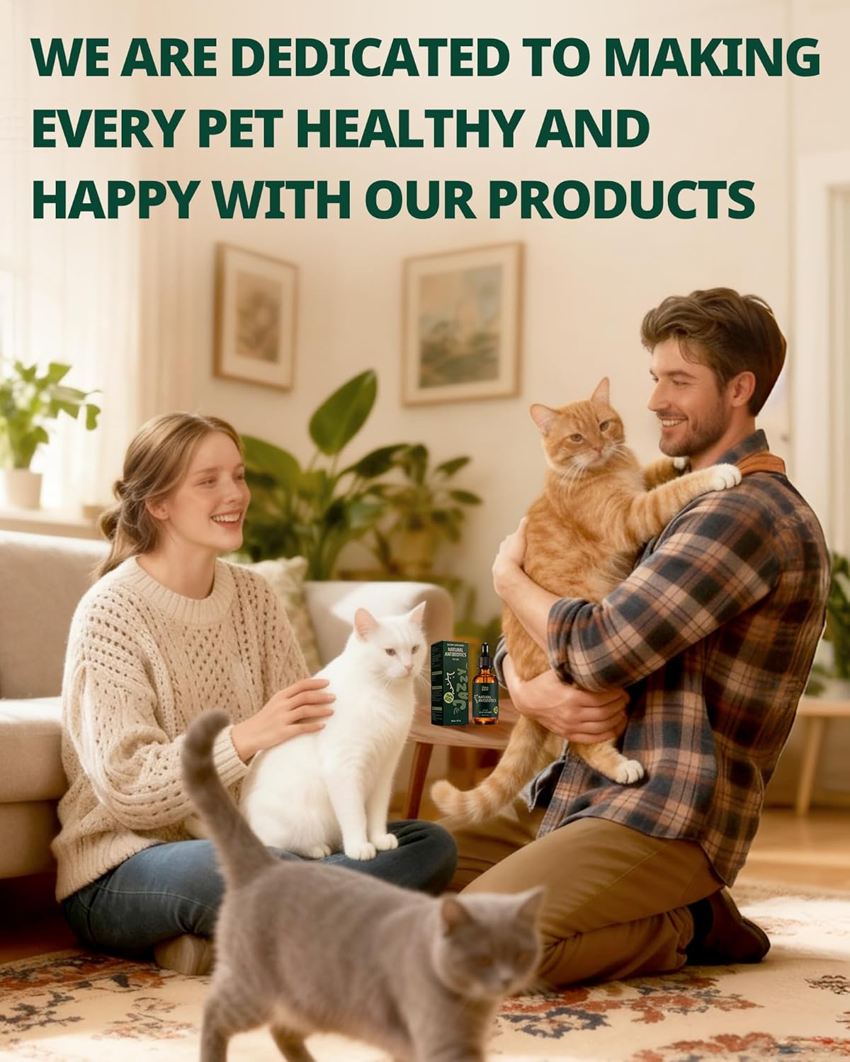 Antibiotic for Cats, Natural Cat Antibiotic Supplement with L-Lysine for Immune Support & Allergy Relief, Respiratory Health, Sneezing, Runny Nose, Infections, for All Cats, Chicken Flavor - 2 Oz