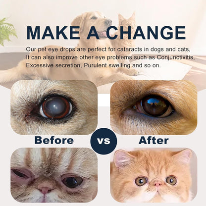Dog Eye Drops, Cataract Drops for Dog & Cat Relieving Itching & Irritation, Gentle Daily Eye Drops for Dogs Eye Infection Treatment, Long-Lasting Relief for Dryness Pink Eyes Vision Clarity (2 X10ml)