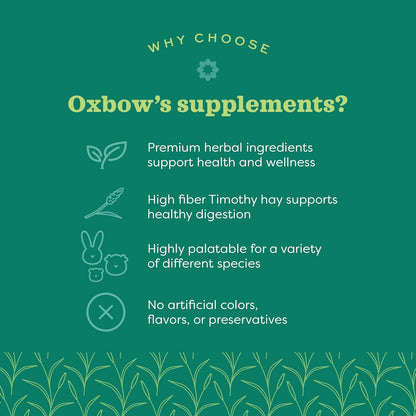 Oxbow Natural Science Digestive Support, High Fiber Supplement for Rabbit & Guinea Pig, Made with Timothy Hay, Includes Chicory Root, Ginger Root, Chamomile, Made in USA, 4.2 oz Bag