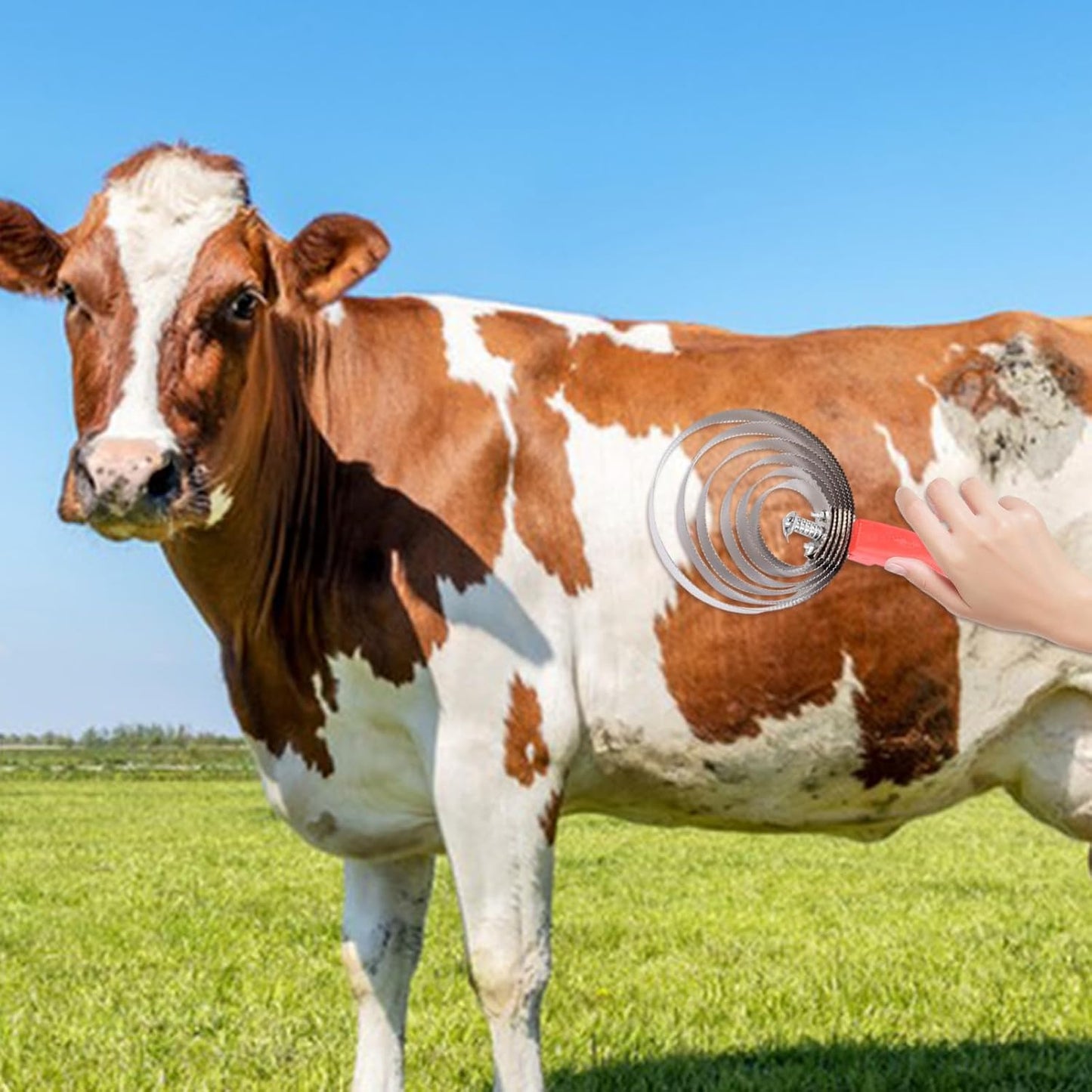 Horse Shedding Brush – Spring Steel Reversible Shedding Comb, Curry Grooming Brushes | Ergonomic Handle Grooming Tool for Horses, Sheep, Farm Animals, Coat and Daily Care Brush for Barn Use