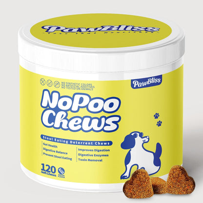 No Poo Chews for Dogs – Stop Stool Eating with Coprophagia Deterrent – Probiotic & Enzyme Soft Chews – Digestive & Breath Support – 120 Bacon-Flavored Chews