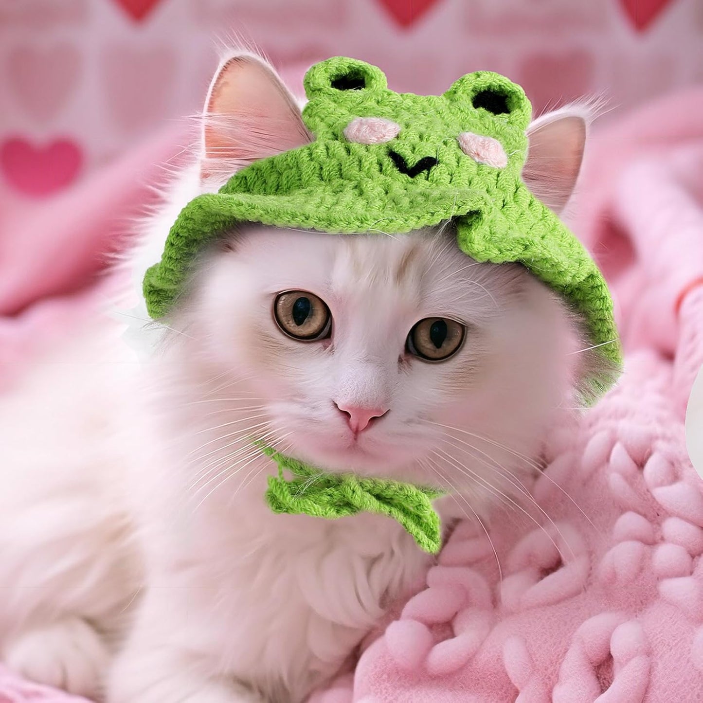 Charming Cat Hat Small Cartoon Themed Knit Cute Cats Bonnet Soft Festive Cats Costumes Halloween Christmas Holiday Party Clothes Head Wear Accessories for Puppy Cat Kitten Dogs Pets Animals (Green)