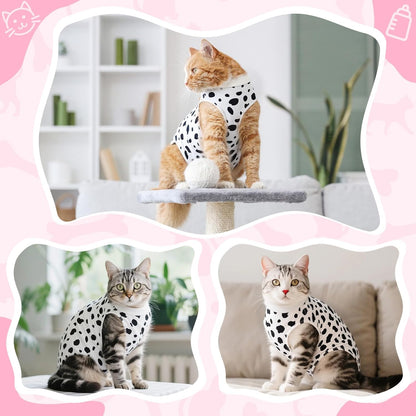 Coppthinktu Cat Recovery Suit Female Cats Onesie for Cats, Breathable Cat Surgery Suit for Surgical Abdominal Wounds Skin Diseases, Cute Kitten Spay Recovery Suit E-Collar Alternative Anti Licking