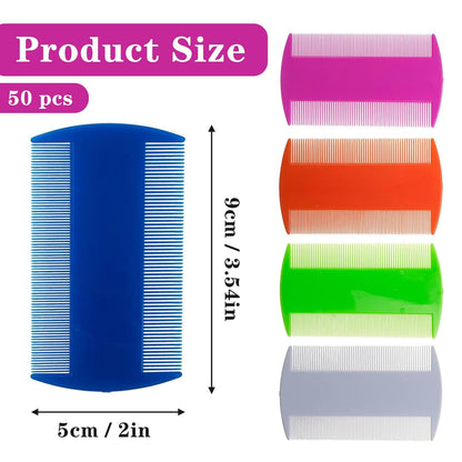 50 PCS Flea Lice Combs Grooming Fine Tooth Hair Combs for Dogs Cats, 5 Colors