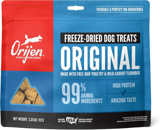 ORIJEN Grain Free High Protein Freeze Dried Dog Treats Original Recipe 3.25oz Bag