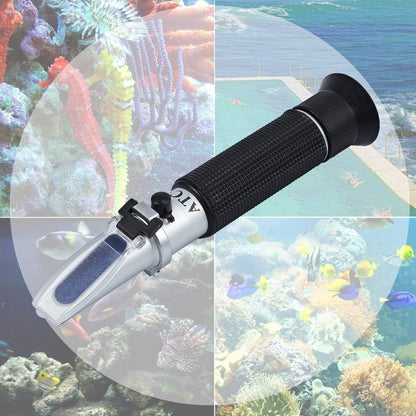 AUTOUTLET Refractometer Saltwater Aquarium for Seawater,Pool,Tank,Testing,Marine Fishkeeping, 0-100PPT & 1.000-1.070 Salinity Tester with ATC Function Hydrometer Specific Gravity Salinity Meter Kit