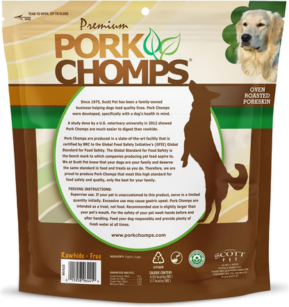 Pork Chomps Roasted Pork Skin Dog Chews, 6-inch Twists, 15 Count