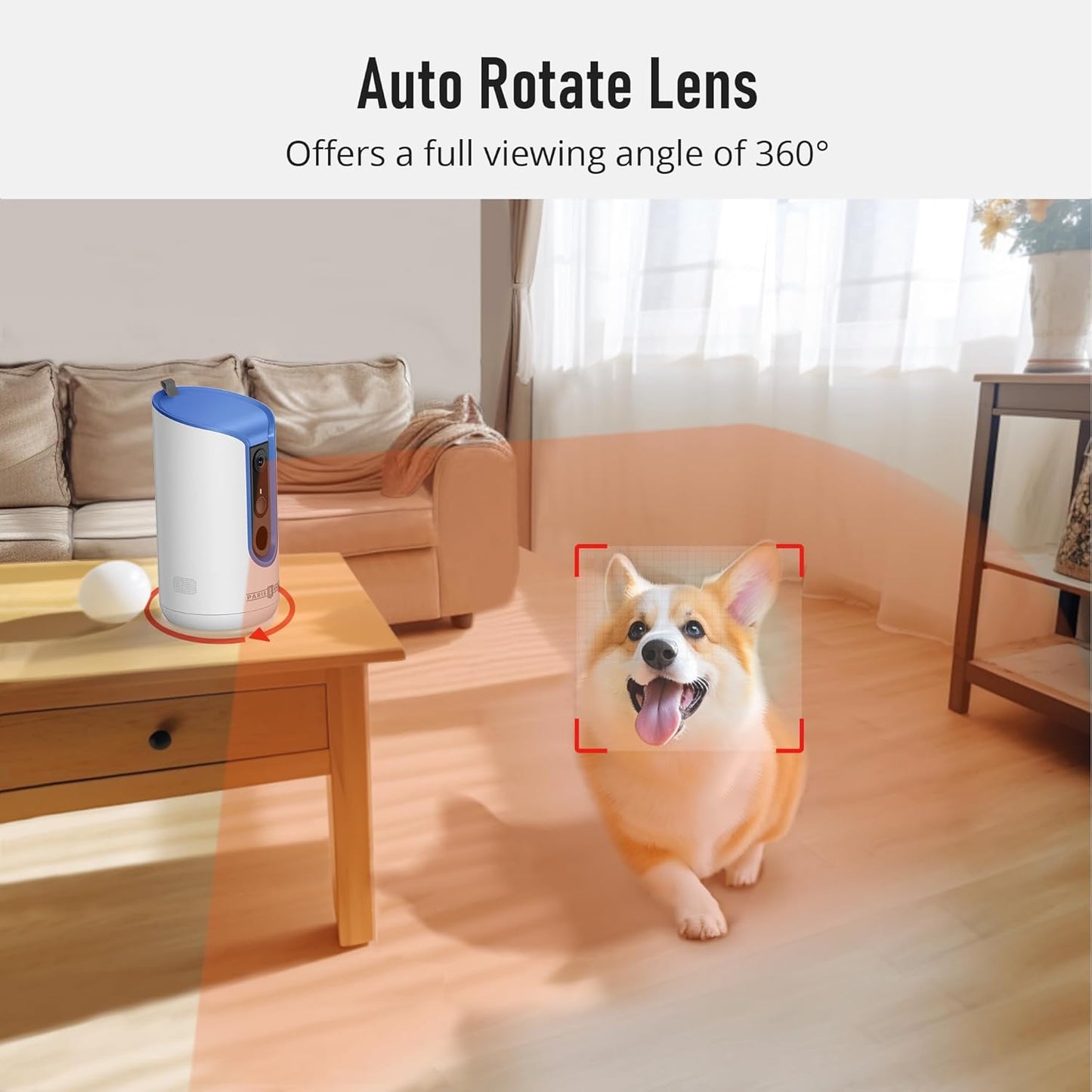 PARIS RHÔNE 2K Pet Camera, 360°View Dog Camera Treat Dispenser, 5G WiFi Pets Monitoring with Phone APP, Two-Way Audio, Infrared Night Vision, Barking Detection and Motion Alerts, Works with Alexa