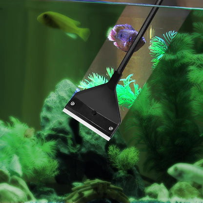 Algae Scraper for Glass Aquariums, Stainless Steel Fish Tank Cleaner Tool with 10 Blades, 25.6" Adjustable Handle Aquarium Glass Cleaning Accessories