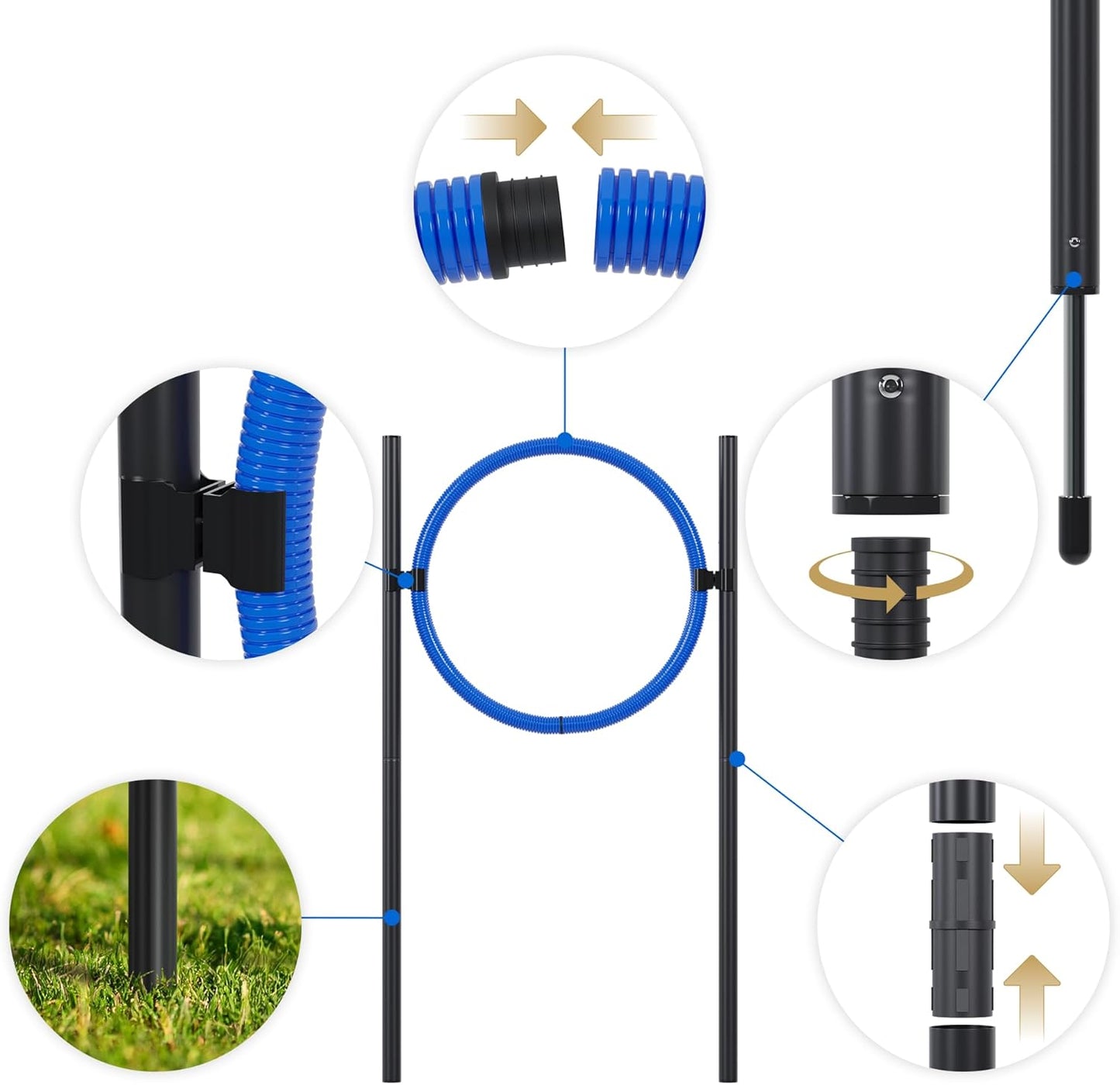 Dog Agility Course Backyard Set Complete Dog Agility Equipment with Cones, Carry Bag, Tunnels for Dogs, Jump Ring - Pet Training Playground, Dogs Obstacle Course Backyard for Indoor Outdoor