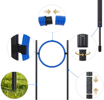Dog Agility Course Backyard Set Complete Dog Agility Equipment with Cones, Carry Bag, Tunnels for Dogs, Jump Ring - Pet Training Playground, Dogs Obstacle Course Backyard for Indoor Outdoor