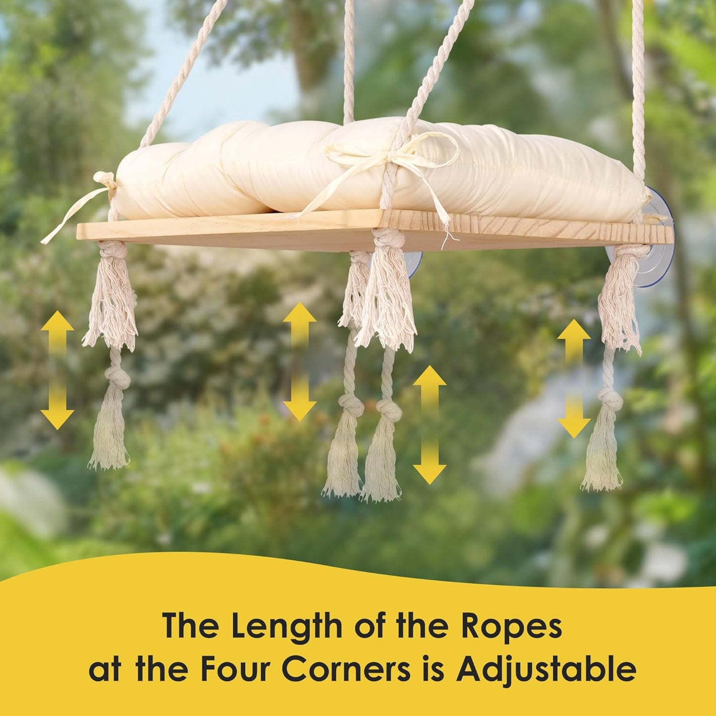 Cat Window Perch, Suction Cup Window Hammock Seat Beds for Indoor Cats with Soft Cushion and Solid Pine Wood