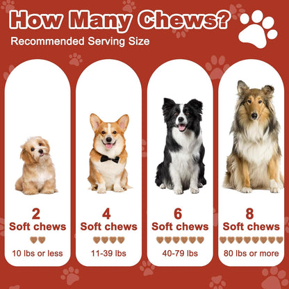 Dog Multivitamin Chewable, with Glucosamine Chondroitin, Digestive Enzymes & Probiotics, for Digestion Support, Immune, Skin, Coat, Joints & Bones Healthy, 120 Chews