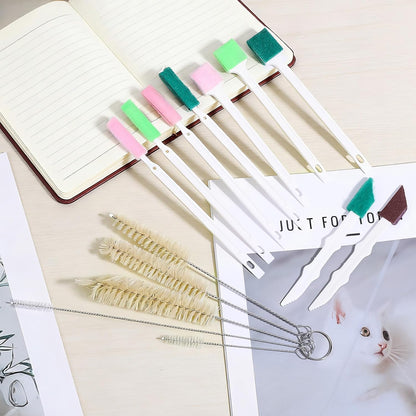 14 PCS Pet Water Fountain Cleaning Kit Supplies Water Fountain Brushes with Compressed Sponge for Most Dog Cat Waters Dispenser