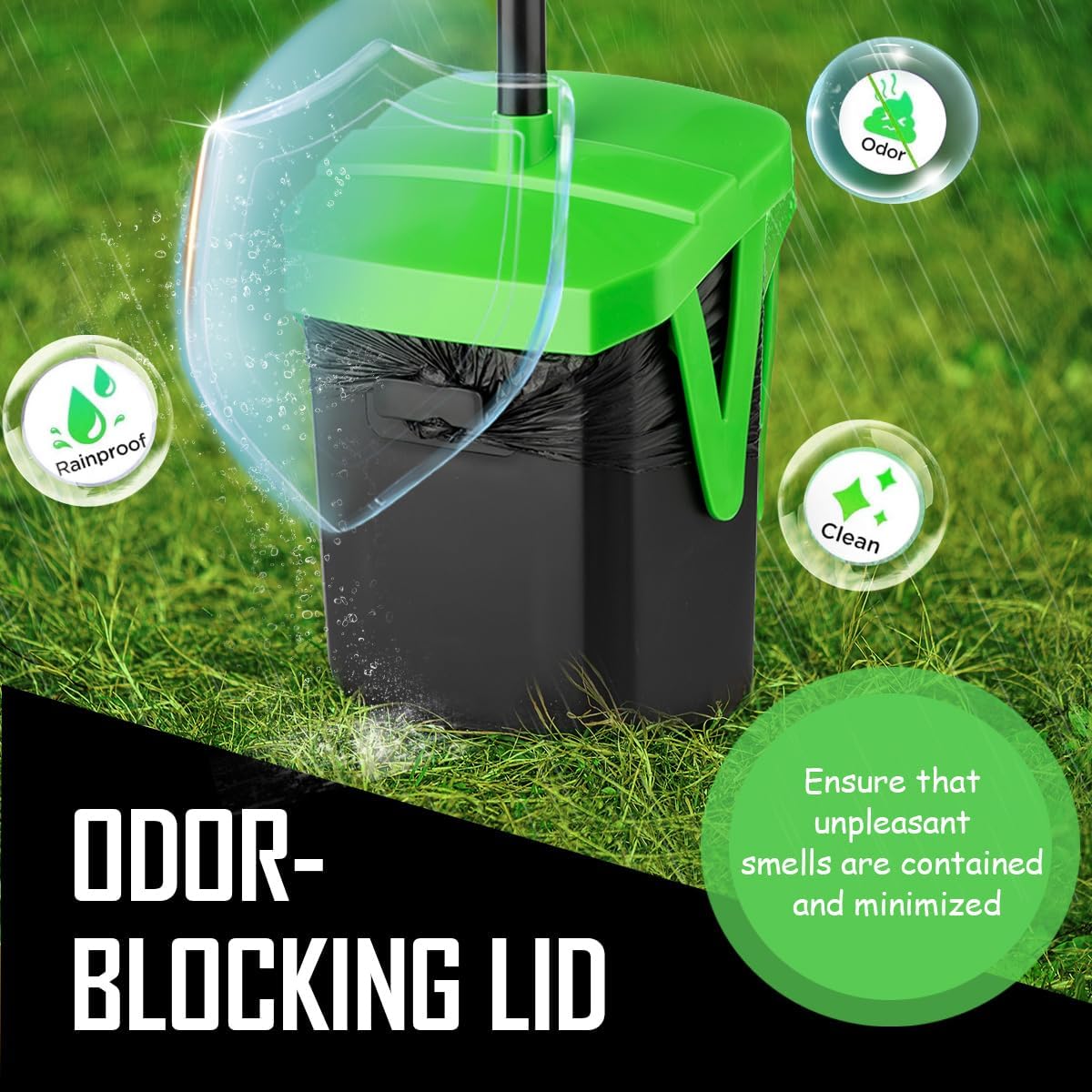 Pooper Scooper Swivel Bin & Rake with 100 Waste Bags, Dog Pooper Scooper with Bag Attachment for Large Medium Small Dogs, Poop Scooper with Lid for Lawn Yard Dog Kennel