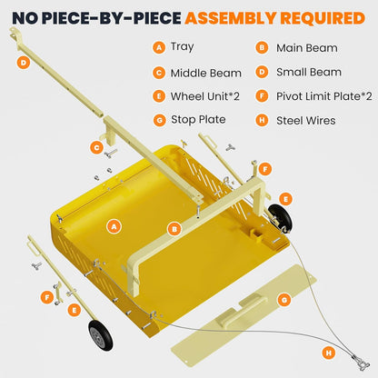 2-in-1 Horse Paddock Cleaner & Tow-Behind Trailer, Heavy Duty Manure Fork & Scoop, Efficient Yard Sweeper for Horse Manure, Drag Collector for Pasture/Yard Easy Cleanup