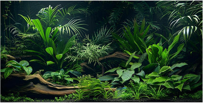 Aquarium Background, Aquatic Plant River Bed & Lake Tropical Undersea Tree Branch Fish Tank Background, 6 EVA Double-Sided Tapes 36x18 inches/90x45