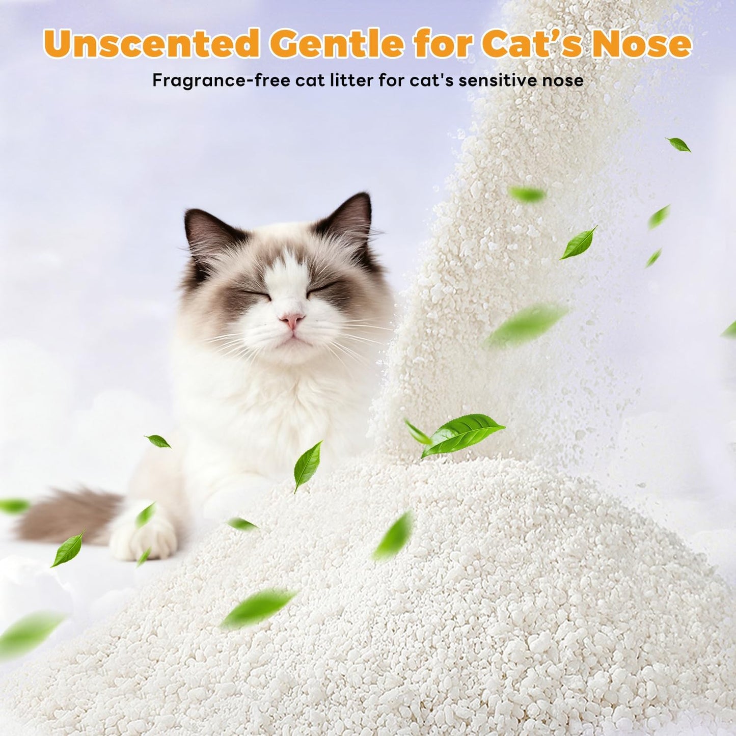 Premium Cat Litter, Non-Stick Strong Clumping Cat Litter, 100% Natural Cassava Kitty Litter, Multi-Cat/Unscented Dust-Free/Odor Control/Ultra Absorbent/Less Scattering - 9 lbs - 1 Pack