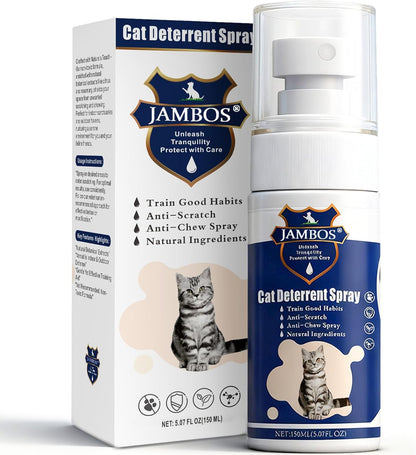 Cat Deterrent Spray - Safe Indoor & Outdoor Deterrent for Furniture Protection, Effective Training Aid with Natural Ingredients - Non-Toxic Anti-Scratch Formula (Blue, M)