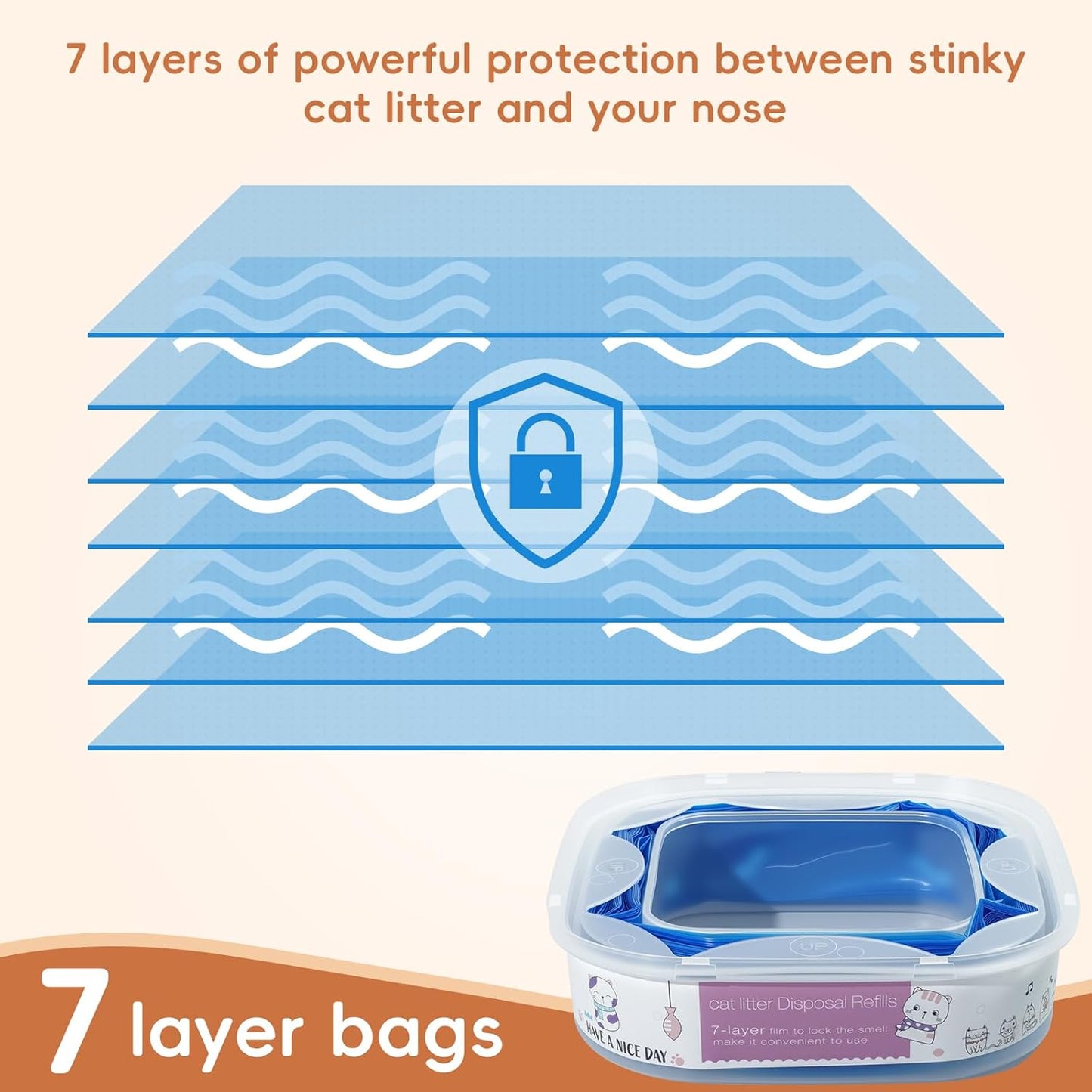 2 Pack 28FT Cat Litter Refill Cartridge, Compatible with Pet Genie Standard/Plus/Style Pail Refills, Up to 8 Months of Supply, 7 layer Odor Control Jumbo Refill Cartridge