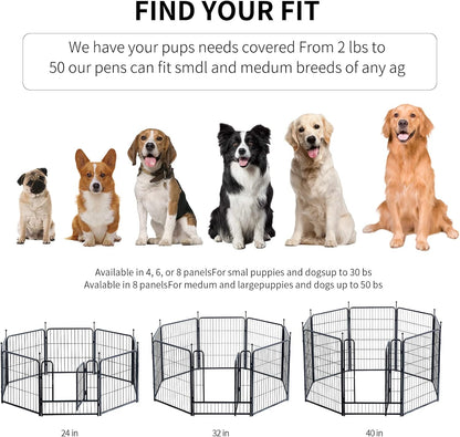 Dog Playpen Portable Outdoor Dog Fence, Dog Playpen for Large/Medium/Small Dogs, Dog Fences for The Yard with Doors Foldable Metal