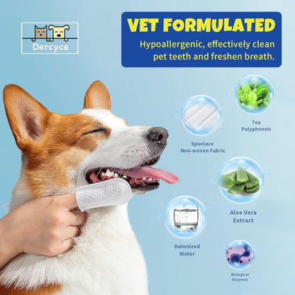 50Pcs Teeth Cleaning Wipes for Dogs & Cats, Dog Dental Care Wipes, Disposable Gentle Cleaning & Gum Care Pet Wipes