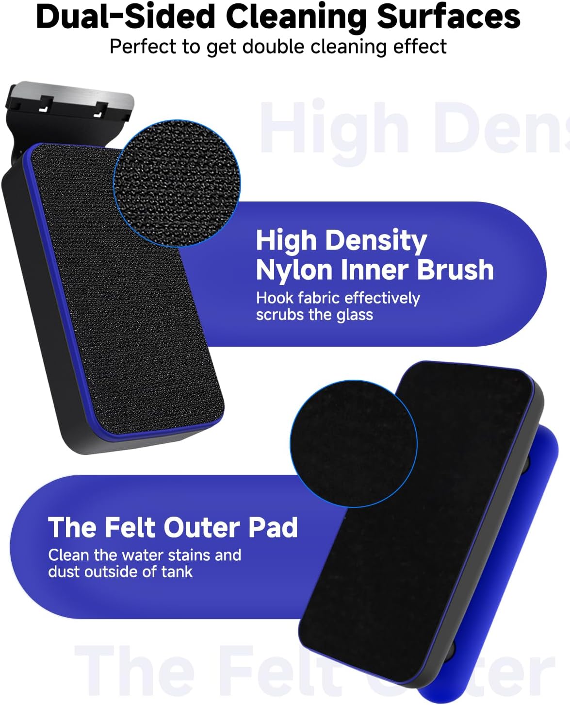 AQQA Magnetic Aquarium Fish Tank Glass Cleaner, Dual-Blades Algae Scraper Glass Cleaner Scrubber, Double Side Floating Aquarium Magnetic Brush for 0.2-0.4 Inch Thick Glass Aquariums Tank (M)