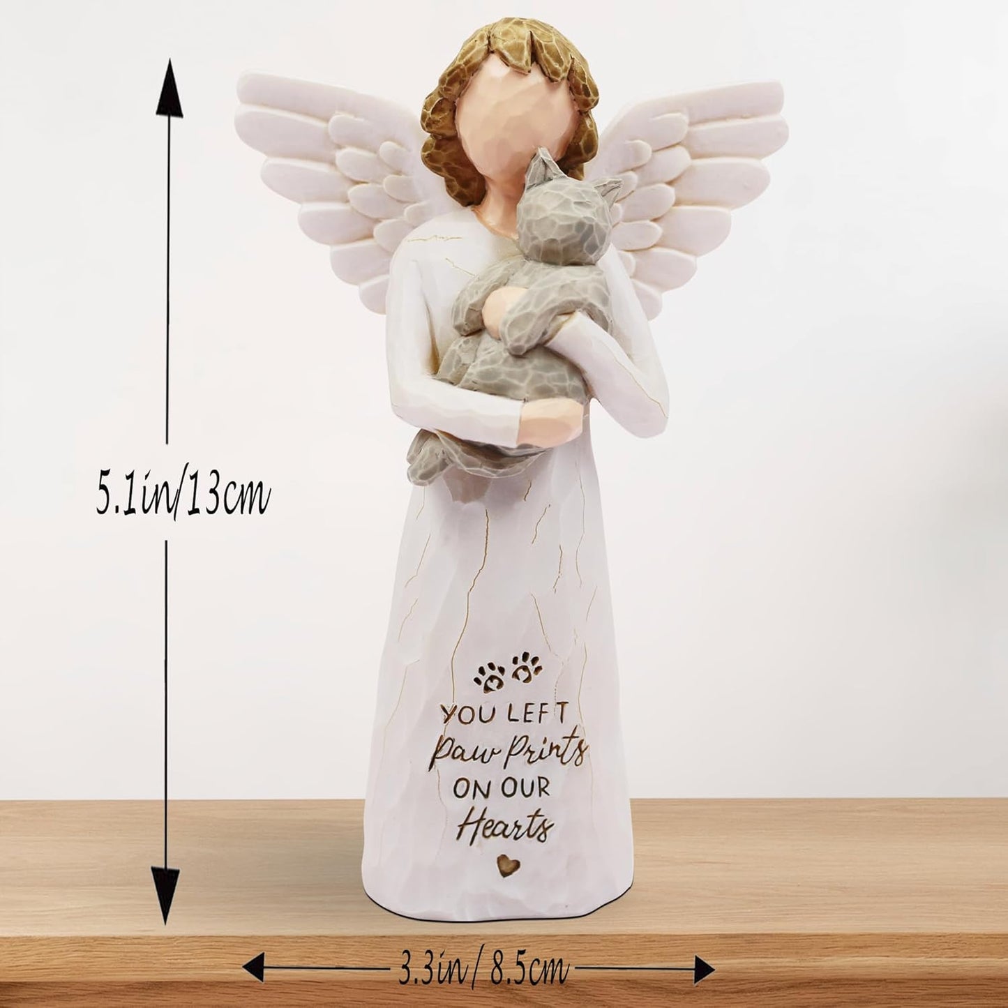 Cat Memorial Gifts for Loss of Cat, Pet Loss Sympathy Gift, Pet Cat Remembrance Gifts, Cat Loss Sympathy Gift, Cat Mom Gifts for Cat Lovers, Cat Statue Hand-Painted Figurines Angel Cat (Gray)