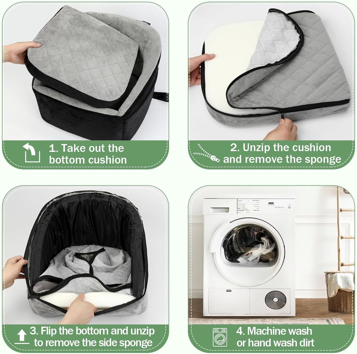 Small Dog Car Seat for Under 30lbs Dog Booster Seat Detachable Washable Pet Car Seat with Safety Leash and Storage Pockets Black&Grey Puppy Travel Bed