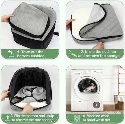 Small Dog Car Seat for Under 30lbs Dog Booster Seat Detachable Washable Pet Car Seat with Safety Leash and Storage Pockets Black&Grey Puppy Travel Bed