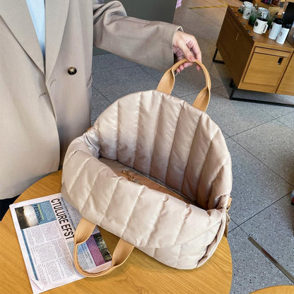 Dog Car Seat Cat Carrier Booster Seat on Car Armrest Travel Bags for Cats Dogs with Easy Carrying Strap Dog Travel Car Carrier, Dog Carry on Bag, pet Portable Bed (Beige, Large)