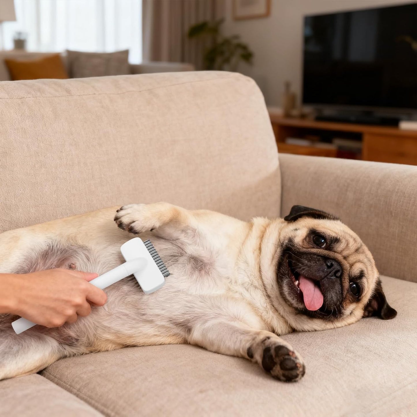 Undercoat Shedding Brush for Dogs & Cats, Grooming Comb for Long Hair, Dematting Comb, Deshedding & Dematting Tool, for Cats & Small/Medium Dogs