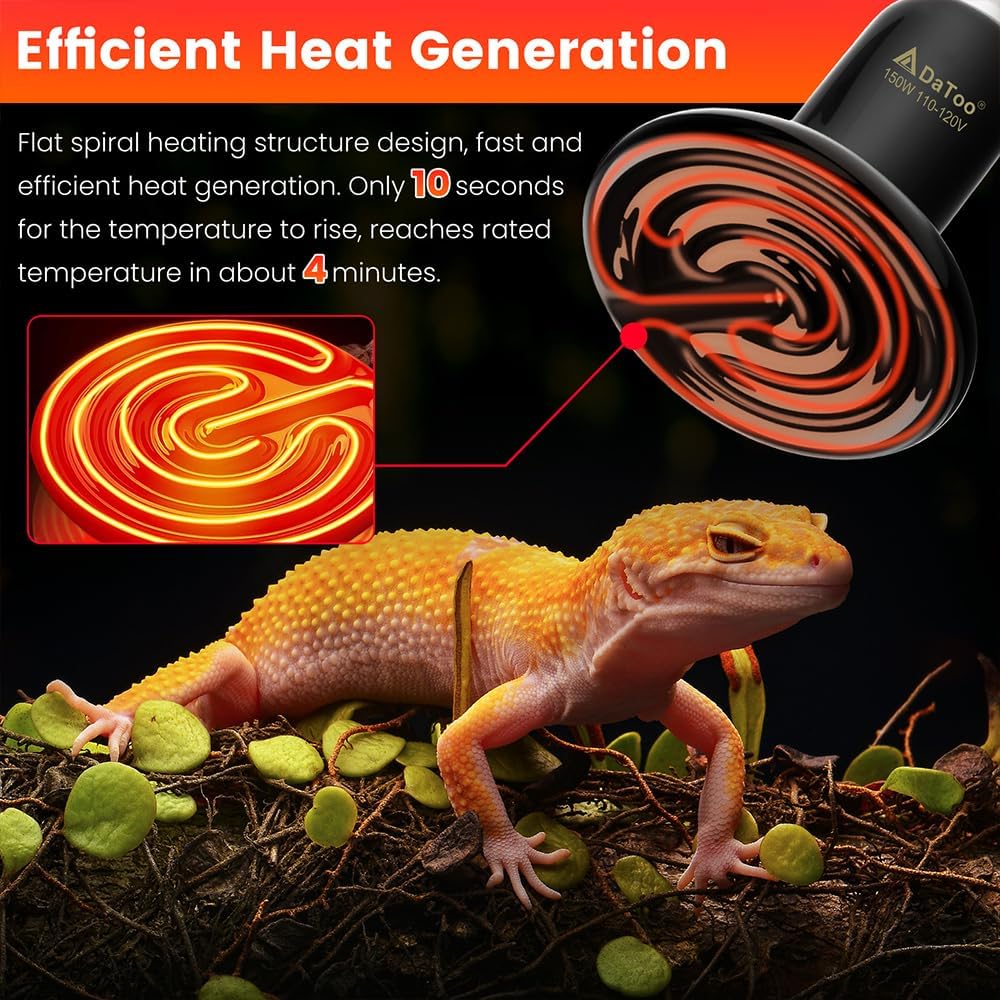 Ceramic Reptile Heat Lamp 150W Ceramic Heat Emitter E26 No Light Night Heat Bulb for Reptile Terrarium Tank Lizards Snakes Hedgehogs Turtles Cats Dogs Chicken（2 Pack）