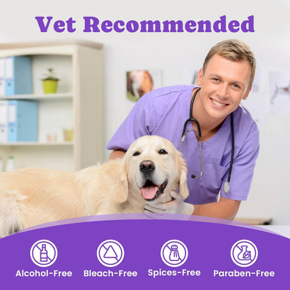 No-Rinse Dog Dental Care Wipes, Cat & Dog tooth brushing kit, Dog Wipes for Pet & Cat Teeth Cleaning, Dog toothbrush Finger Dental Wipes to Remove Plaque & Tartar, Disposable Dog Wipes - 50 Count