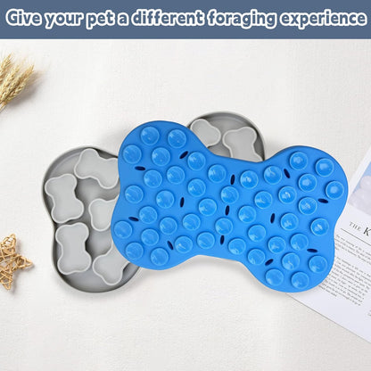 Fhiny Silicone Snuffle Mat for Dogs, Dog Puzzle Feeder Lick Mat with Suction Cups Puppy Slow Feeder Bowl for Dry and Wet Food Interactive Smell Training Encourages Natural Foraging Skill(Blue)