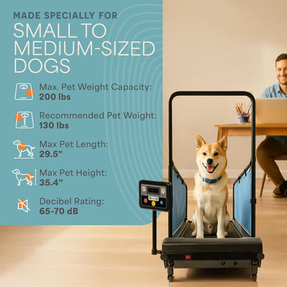 Lifepro PawRunner Dog Treadmill for Small & Medium Dogs up to 130lbs, Indoor Running Machine for Fitness, Compact & Durable Pacer Treadmill for Health and Exercise