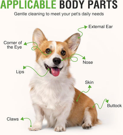 Pet Wipes for Dogs and Cats, Dog Wipes for Paws and Butt, Cat Wipes Cleaning Fur and Butt, Fragrance-free, Alcohol-free, Natural Ingredients, Gentle and Safe, Keep Your Pet Clean and Healthy 80 Pcs